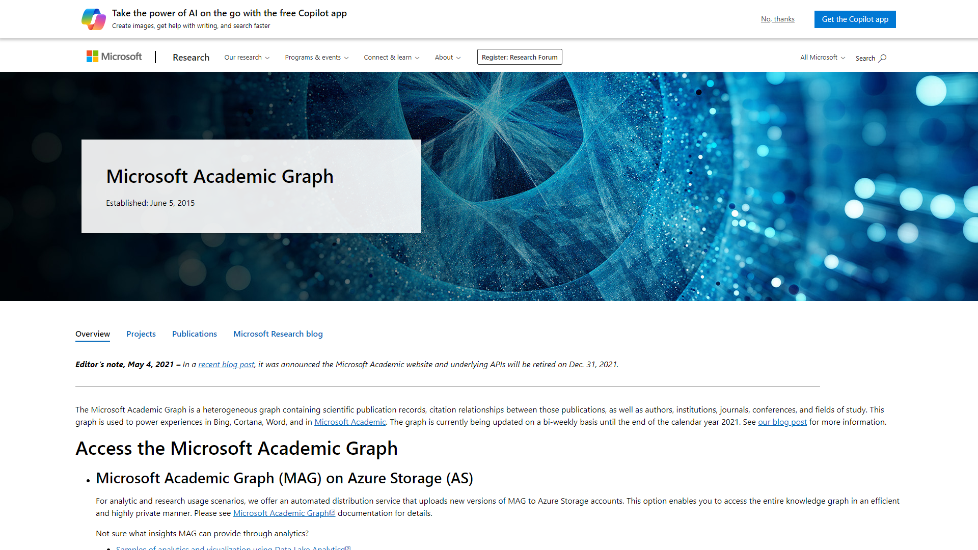 Thumbnail of Microsoft Academic Knowledge API